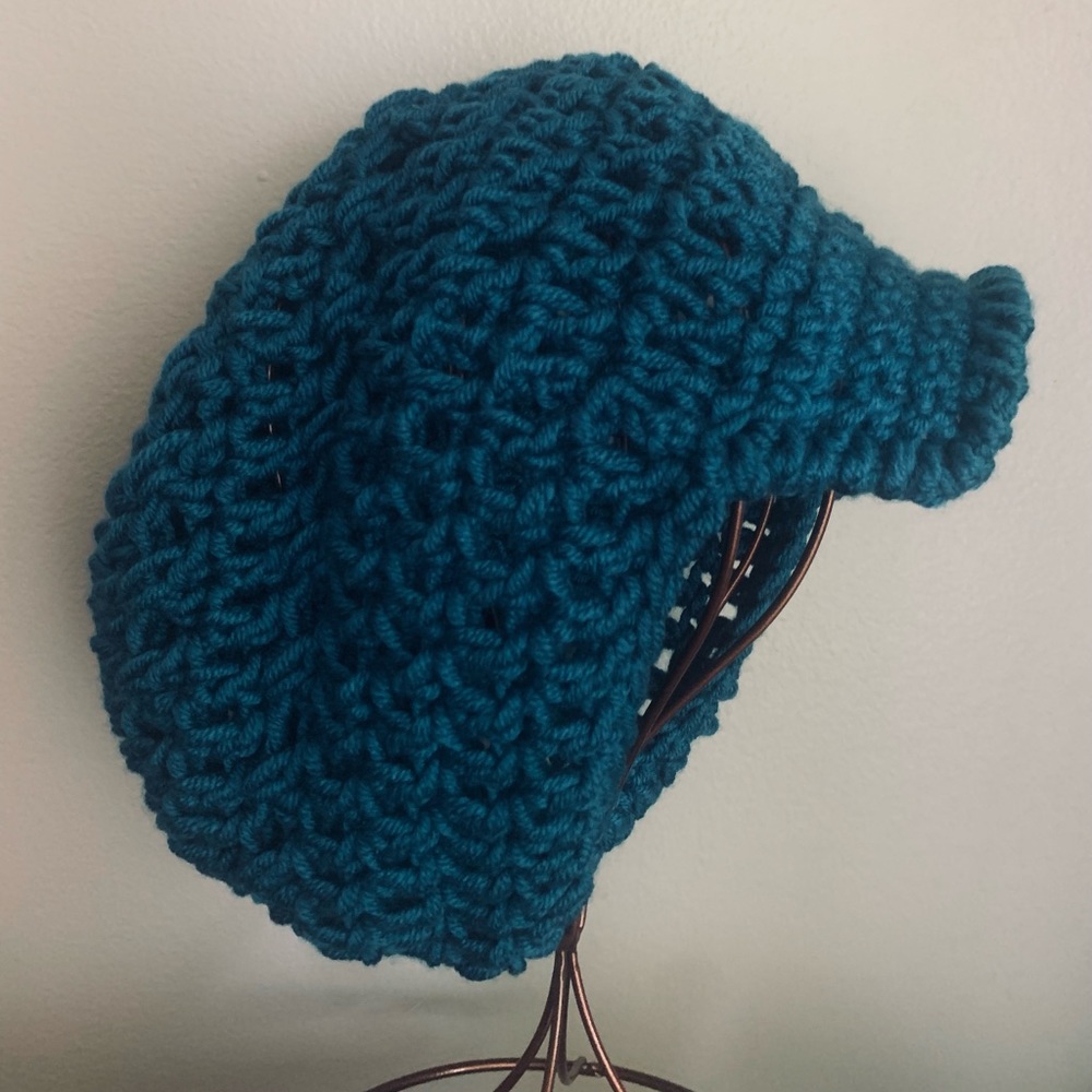 Handmade crochet slouchy newsboy hat